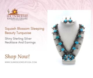 A southwestern wardrobe is incomplete without a squash blossom necklace. This lovely Squash Blossom Sleeping Beauty Turquoise Necklace And Earrings set features 20 natural turquoise stones in sterling silver surrounded by classic foliate designs.

Make it yours!
.
.
.
Check our Bio
.
.
#jewelry #fashion #handmade #accessories #nativeamericanjewelry #necklace #turquoise #squashblossom #sleepingbeautyturquoise #handmadejewelry #navajo #navajonecklace #rings #bracelets #accessoriesoftheday #gold #design #diamonds #earrings #antiques #art #vintagestyle #fashionista #shopping #oldtown #scottsdale #arizona